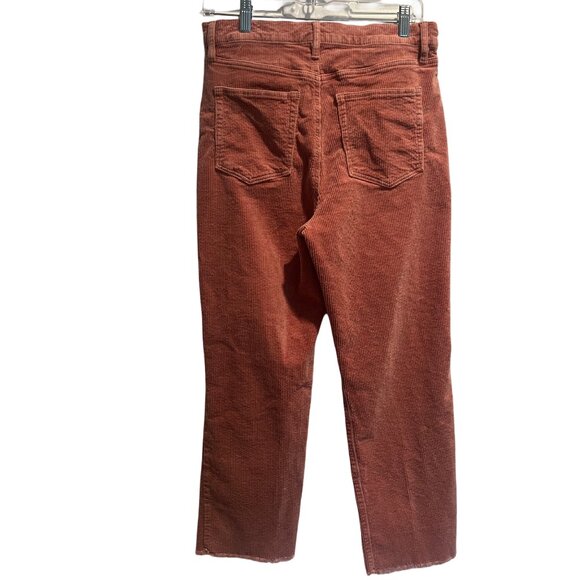Loft Pants Womens Size 10 Coral Corduroy High Rise Frayed Fall Comfortable - Picture 2 of 7